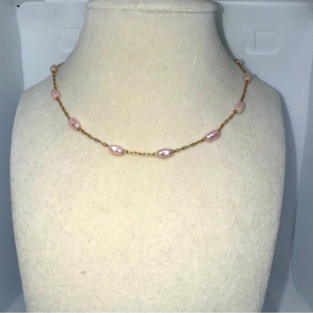 Barbie by Mattel Gold Tone Pink Faux Perl necklace.